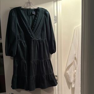 Nordstrom: Gabby Skye Elegant Hunter Green Corduroy Tiered Dress